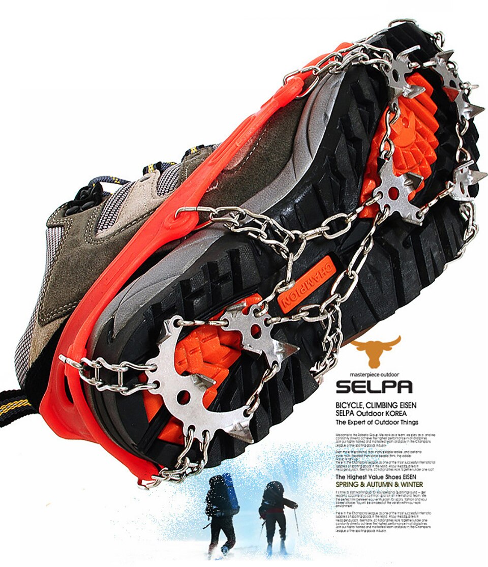 Ice Grippers - 18 Teeth - Anti-Slip Cleats for Boots - Hiking & Climbing
