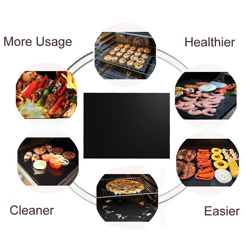 PTFE Non-stick BBQ Accessories Grill Mat Barbecue Outdoor Baking Pad Reusable Teflon Cooking Plate for Party Grill Mat Tools