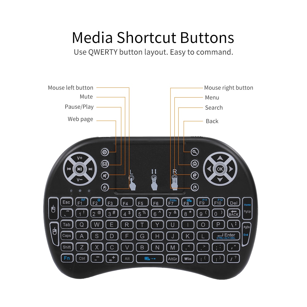 Air Mouse Keyboard 2.4G Wireless RF Remote Control Backlit Multimedia Remote Touchpad Rechargeable Combos Handheld Keyboard