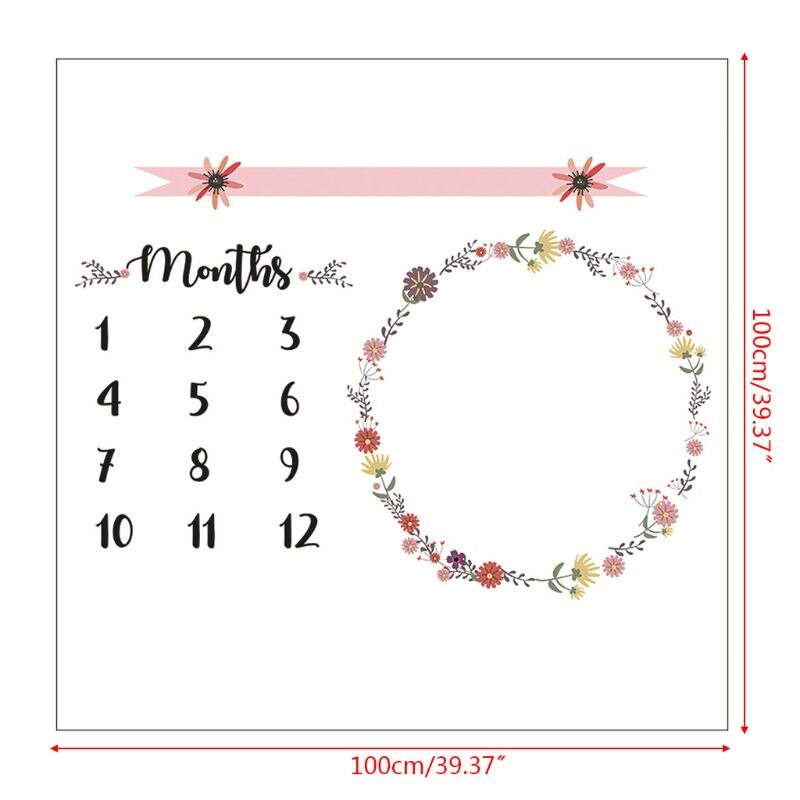 Baby Milestone Deken Pasgeboren Foto Achtergrond Doek Zuigelingen Fotografie Props R2JF: flower ring