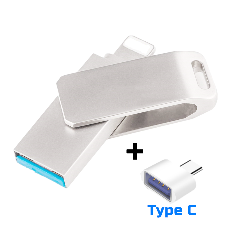 Usb 3.0 Flash Drive for iPhone otg 3 in 1 32GB/64GB/128GB/256GB/512GB usb3.0 Pendrive for Iphone7/8/9/11/13/14/X for Ipad: 2TB