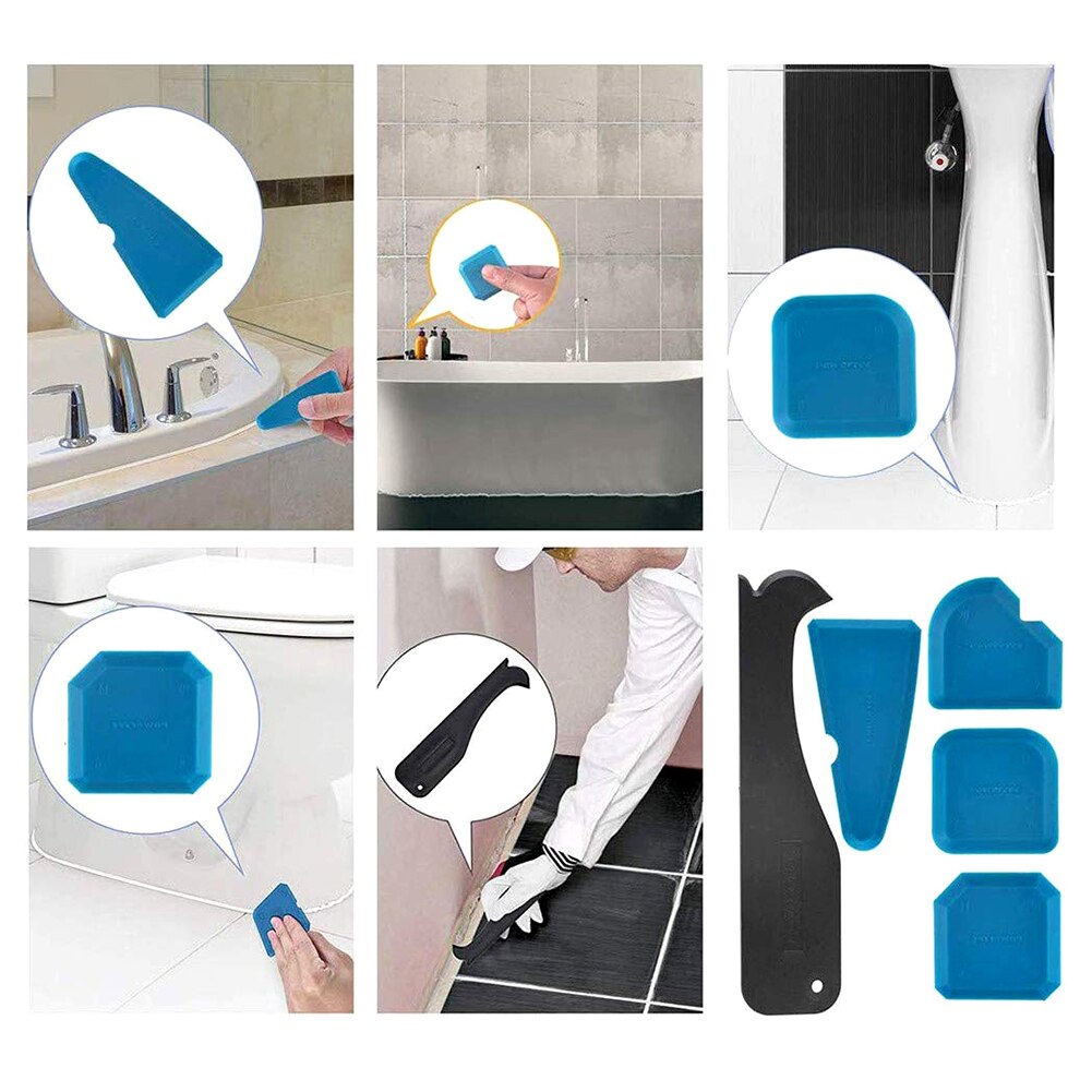 8pcs Silicone Sealant Finishing Tool Caulk Remover for Bathroom Kitchen Sealing Corner Scraper Caulking Tool