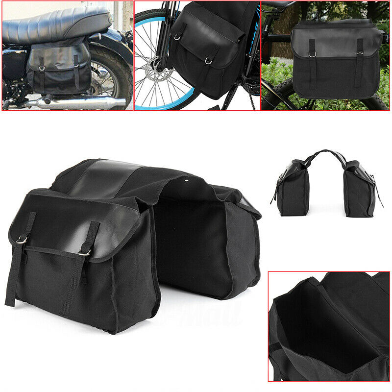 Motorbike Touring Zadeltas Motorfiets Zwart Canvas Waterdichte Fietstassen Grote CapacityBox