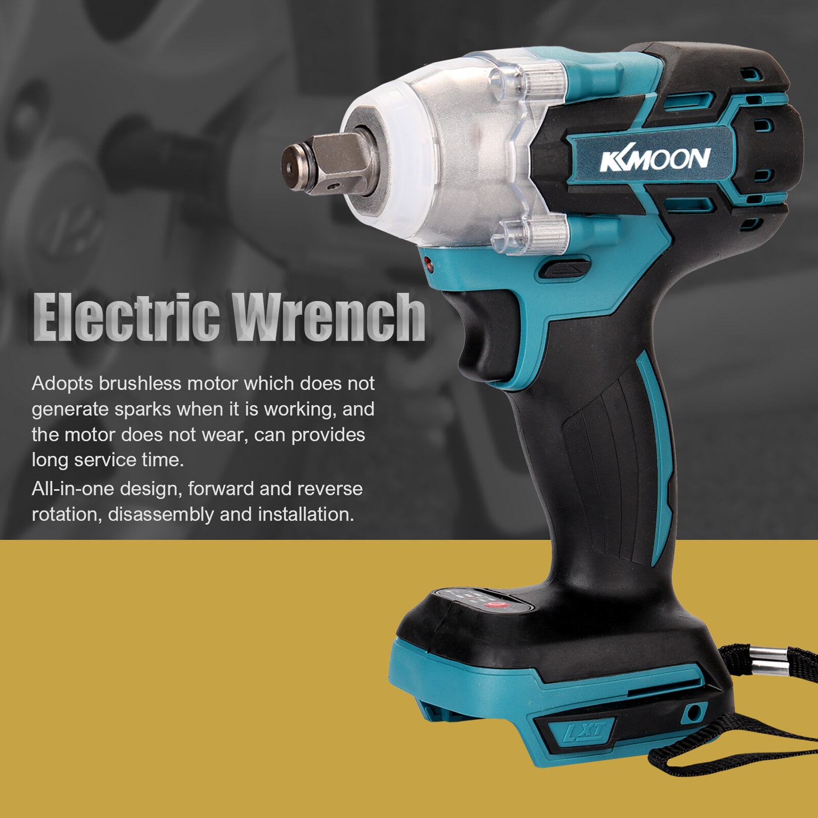 Electric Wrench 18V Cordless Impact Wrench Screw Driver Brushless Motor Torque Electric Wrench with Battery and Charge Device