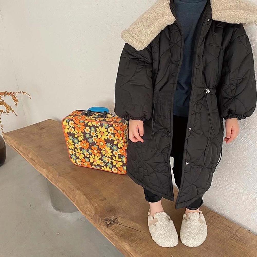 Manteau Long épais en coton rembourré de Style coréen pour bébés filles, pardessus de couleur unie, vêtements d&#39;extérieur chauds de princesse pour enfants, hiver