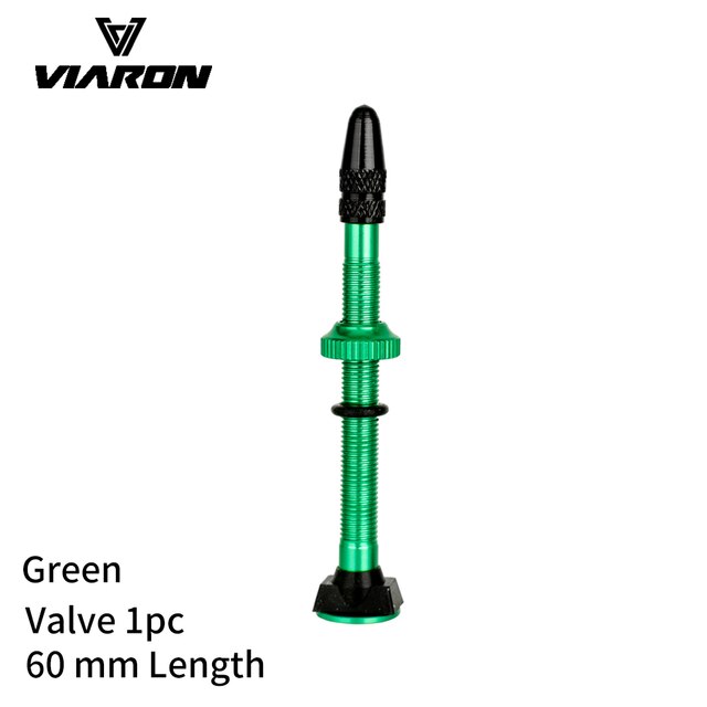 VIARON 2PCS 40/60mm Fahrrad F/V prasta Tubeless Reifen Ventil Rennrad MTB Reifen Luft ventil Legierung Ventil Kappe Für fahrrad Teile: 60mm green 1pc