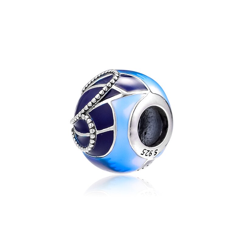 Blue Butterfly Wing Charm Beads for Silver Bracelets Spring Silver 925 Jewelry Women Round DIY Silver Beads for Jewelry Making