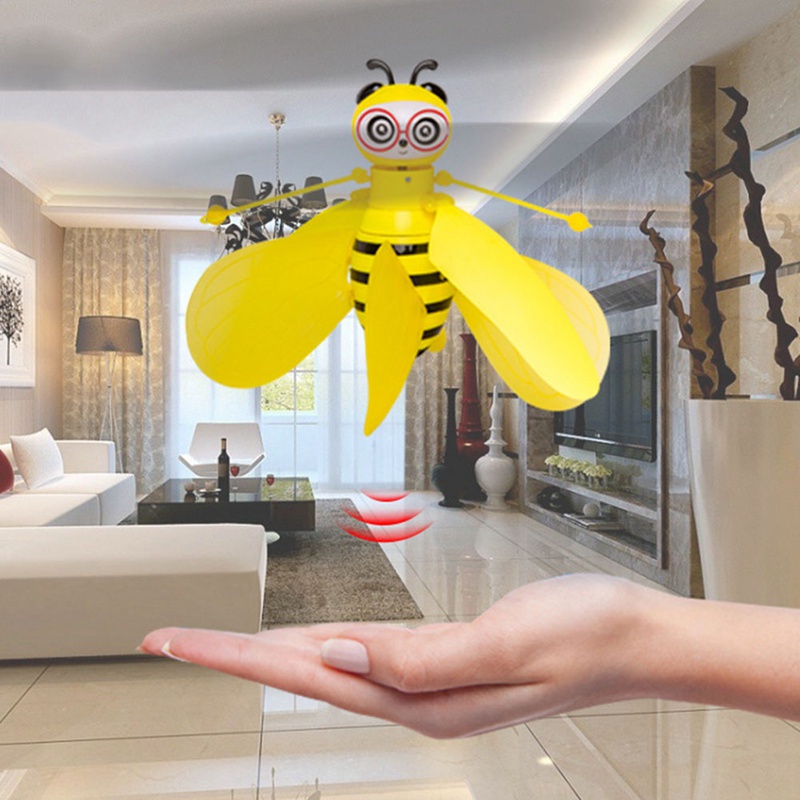 Flyvende bi infrarød sensor rc dyr håndstyret gestus sensing lille bi flyvemaskine mini drone til børn legetøj