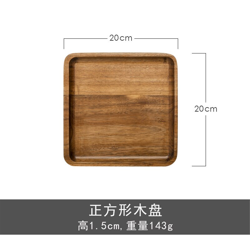 Plateau en bois d&#39;acacia japonais, rectangulaire, en bambou, pour tasse de thé, de style nordique: square