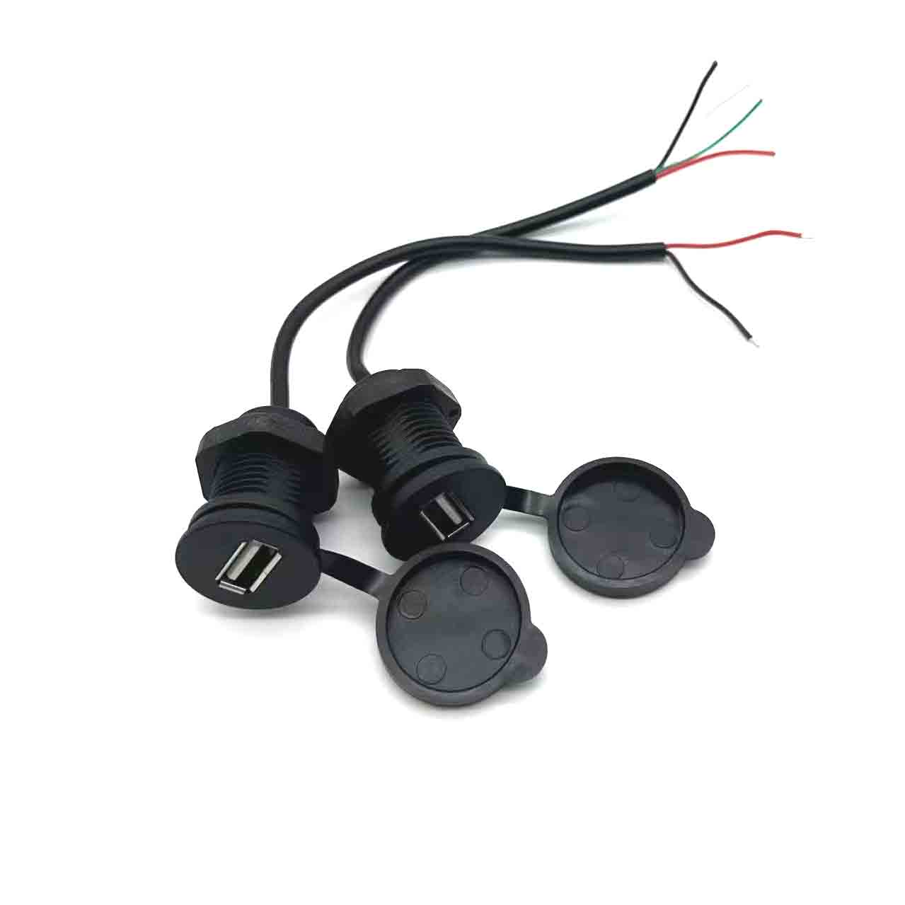 USB waterproof connector with M18 nut female socket 3A high current fast charging socket USB charger socket