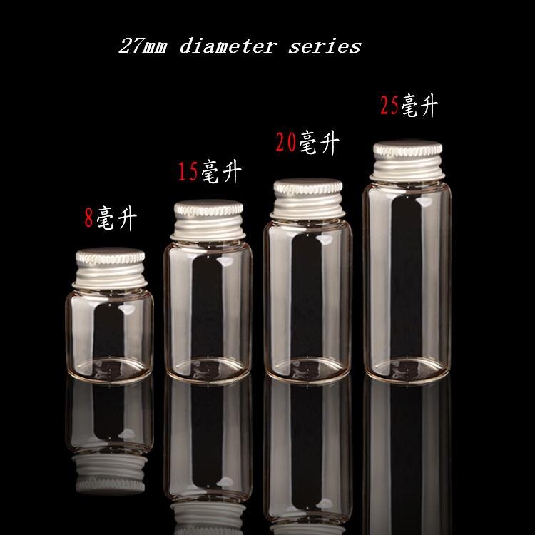 10 stuks/partij 27 x 58 x 14mm 20ml aluminium schroefdop glazen flessen, transparante glazen flessen decoratieve flesjes hangers