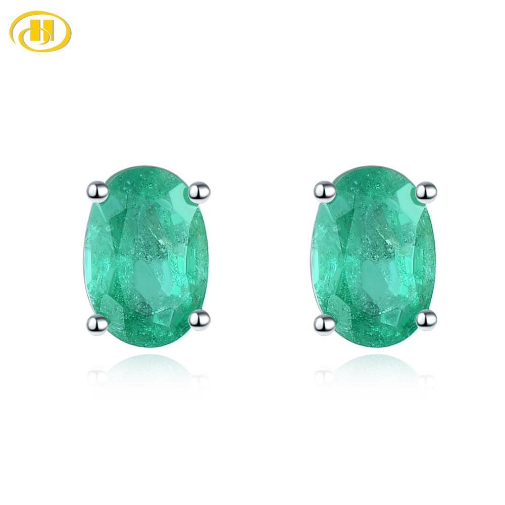 Natuurlijke Emerald 1 Carat Silver Stud Oorbellen Edelsteen Klassieke Elegante Sieraden Voor Vrouwen Wedding Engagement Sieraden