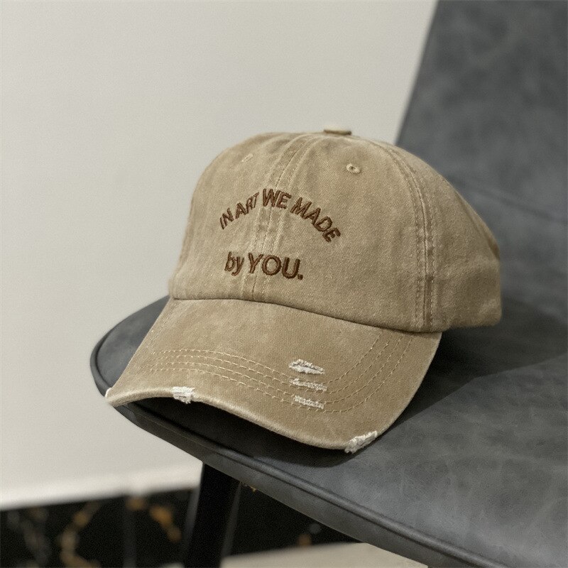 Casquette de Baseball avec lettres brodées pour femme, décontractée, style sauvage, avec visage, Version coréenne, avec trou pour le haut souple, Hip-hop: Kaki