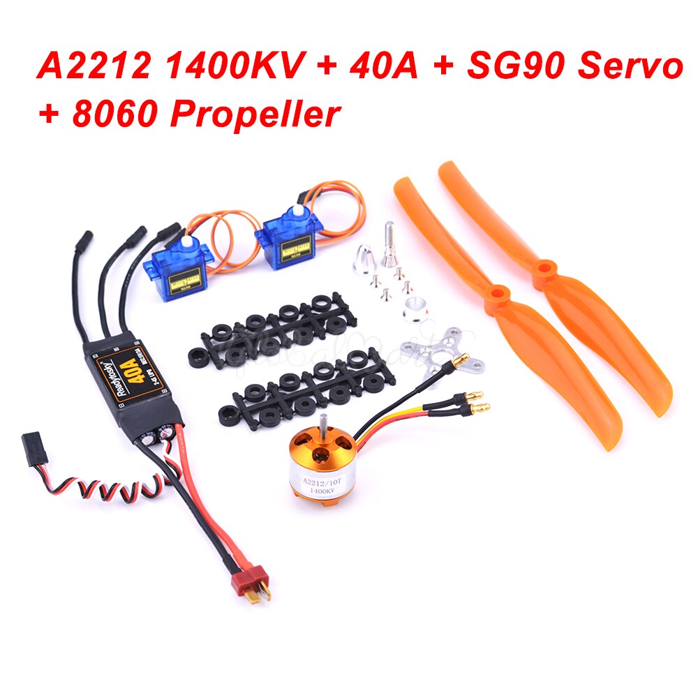 A2212 2212 1000KV / 1400KV / 2200KV Brushless Motor + 30A / 40A ESC with T plug SG90 9G Micro Servo for RC Fixed Wing Plane