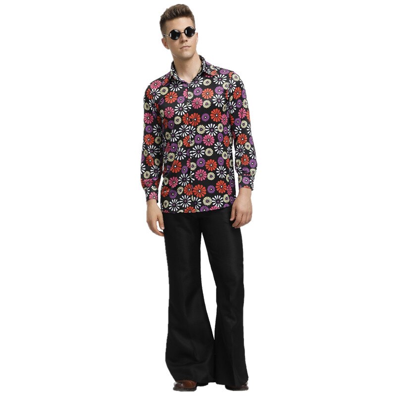 Retro Party Men 60s 70s Hippie Costume Halloween Saturday Night Fever Men's Funky Disco Ball Dress
