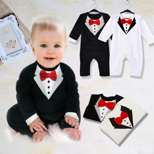 Boy Clothes USA Toddler Baby Boy Bow Tie Gentleman Jumpsuit Bodysuit Clothes Outfits