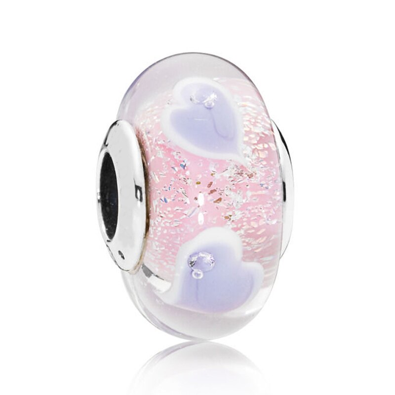 Abbondante Cuori Incantato Giardino Iridescent Arcobaleno Baci In Vetro di Murano Misura Branelli Pandora Braccialetto Dell'argento Sterlina 925 di Fascino: 3