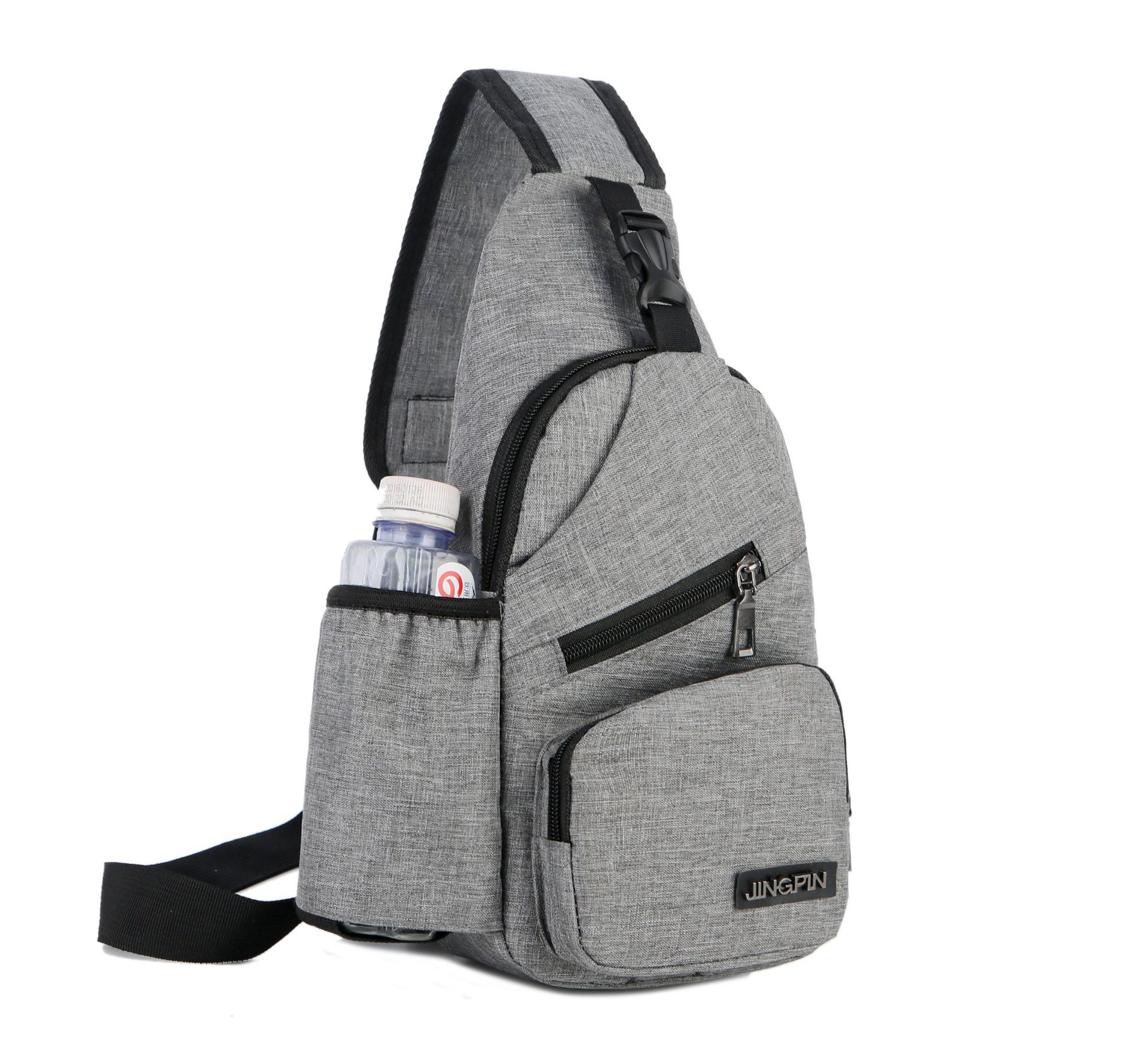 Men Women Sling Chest Pack USB Charging Sports Crossbody Handbag Cycle Daily Travel Chest Bags: Gray