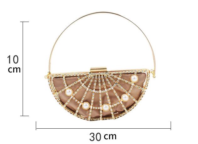 Bolsa de design dourada para mulheres, bolsa feminina com enfeite de pérolas, corrente de mão para casamento, de noiva: 8