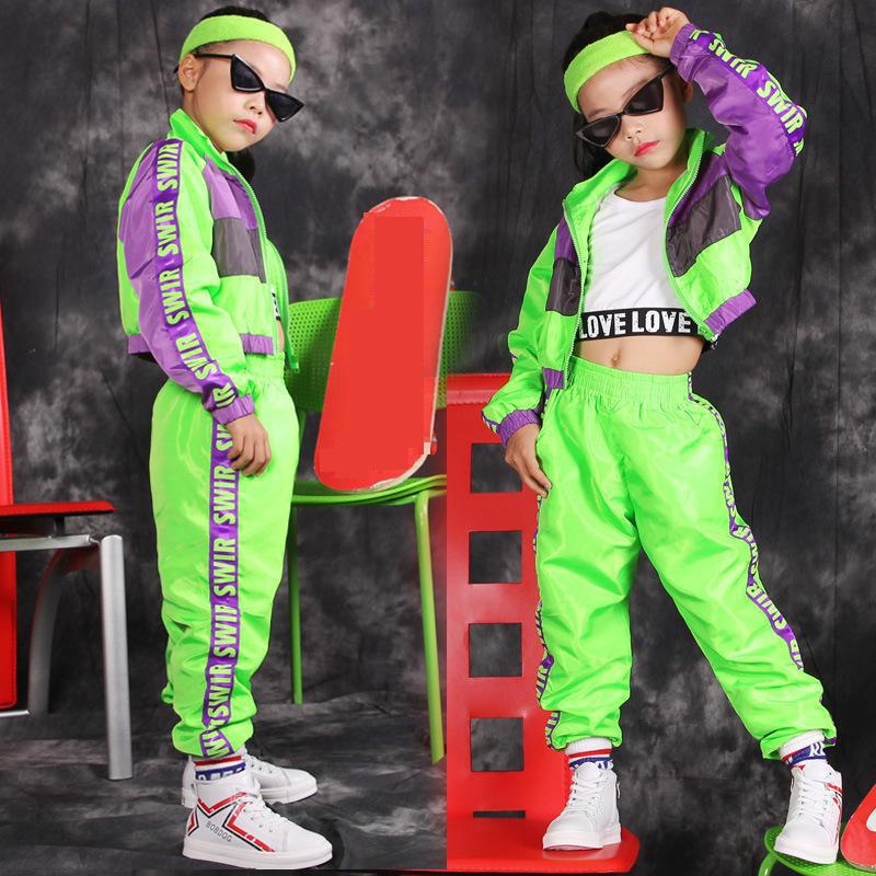 Trajes de baile de Hip Hop para niños y niñas, trajes de Danza moderna de Jazz, trajes de fluorescencia, trajes para niños, trajes de escenario