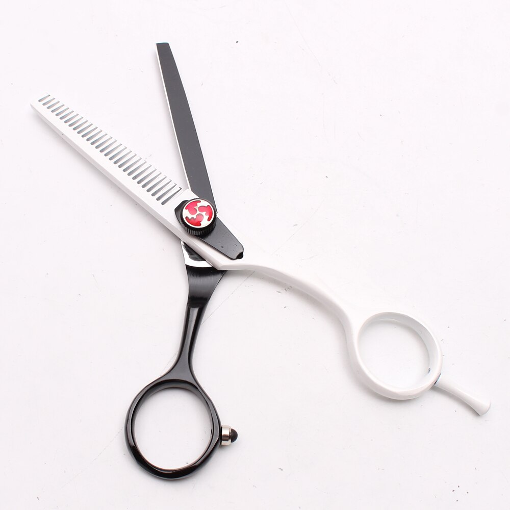 5.5 "16 cm gravure Logo blanc coupe ciseaux éclaircissement ciseaux cheveux humains ensemble coiffure fournitures C1018
