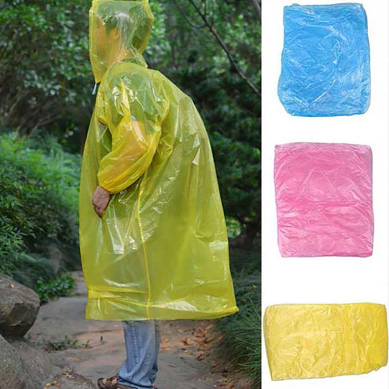 50pcs Disposable Raincoat Transparent Emergency Protection Poncho Rain Coat Hood Poncho Hooded Outdoor Accessories Hiking Cover