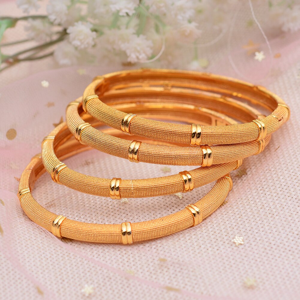 WANDO 4 piezas nueva dama lujo oro Color joyería brazaletes etíope mujeres africanas Dubai pulsera boda