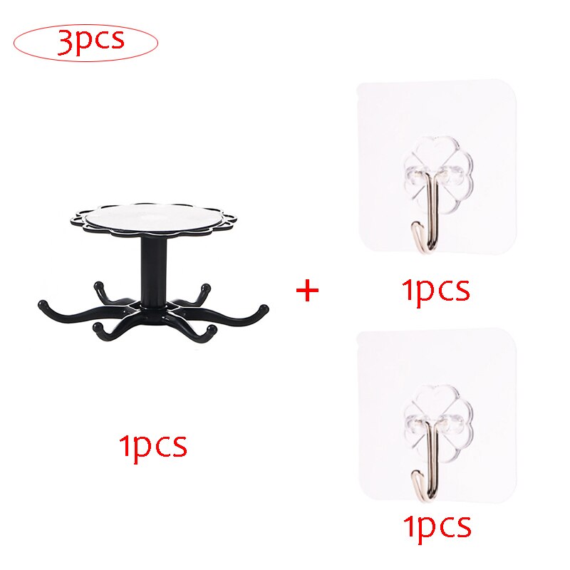 Keuken Bloem Roterende Haak Wandmontage Keukengerei Opbergrek Accessoires Kastorganisator Hook Up Opbergrek Lepelhanger: Ivoor