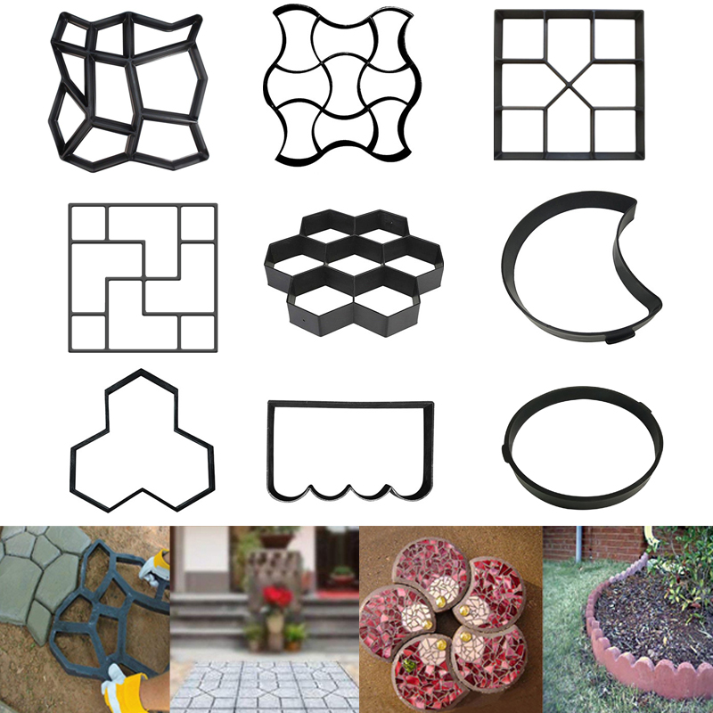 Concrete Molds Garden Floor DIY Paving Mould Home Garden Path Maker Manually Cement Brick Stepping Driveway Stone Road Mold Tool