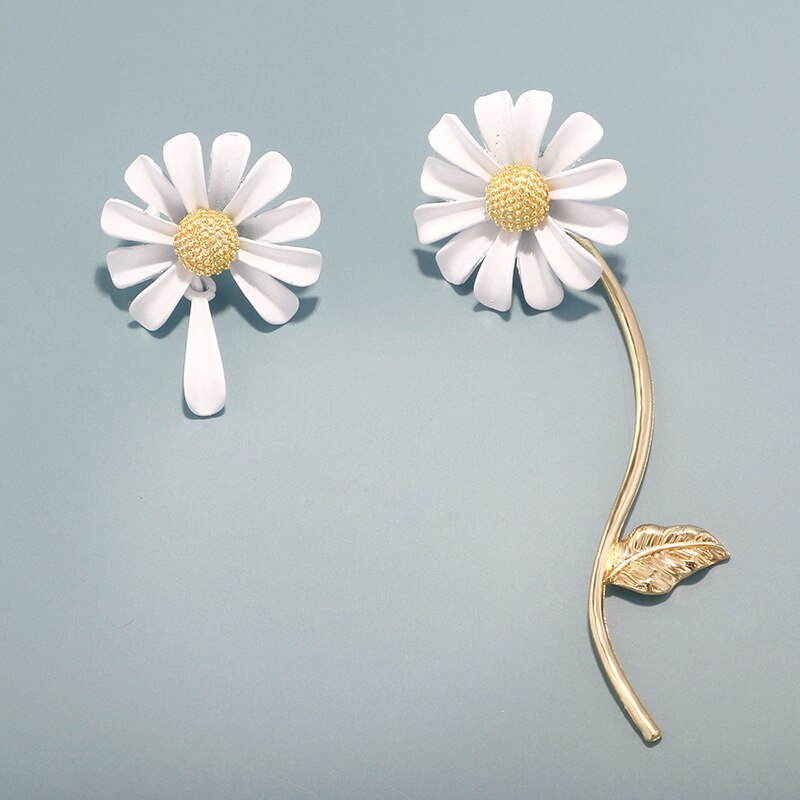 Japonés y bisutería coreana Daisy flor Stud pendientes para el de las mujeres pendientes pulseras anillos collar conjunto de joyas: 2earrings