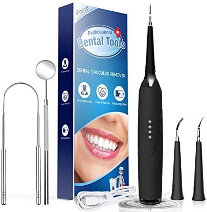 Kit removedor de cálculo Dental, iFanze raspador de sarro eléctrico-el mejor Kit de higiene Dental que incluye un removedor de placa Dental, una Denta: IFAN019B-P