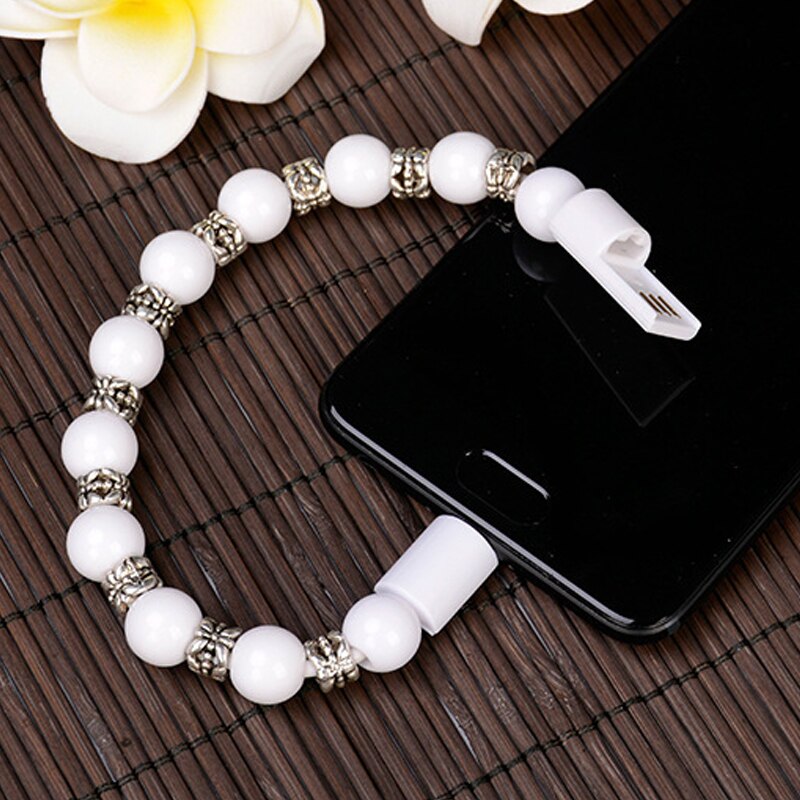 Smart Charger Bracelet Jewelry Beads Wrist USB Bracelet Invisible Charging Data Cable for IPhone Type C Android All Compatible