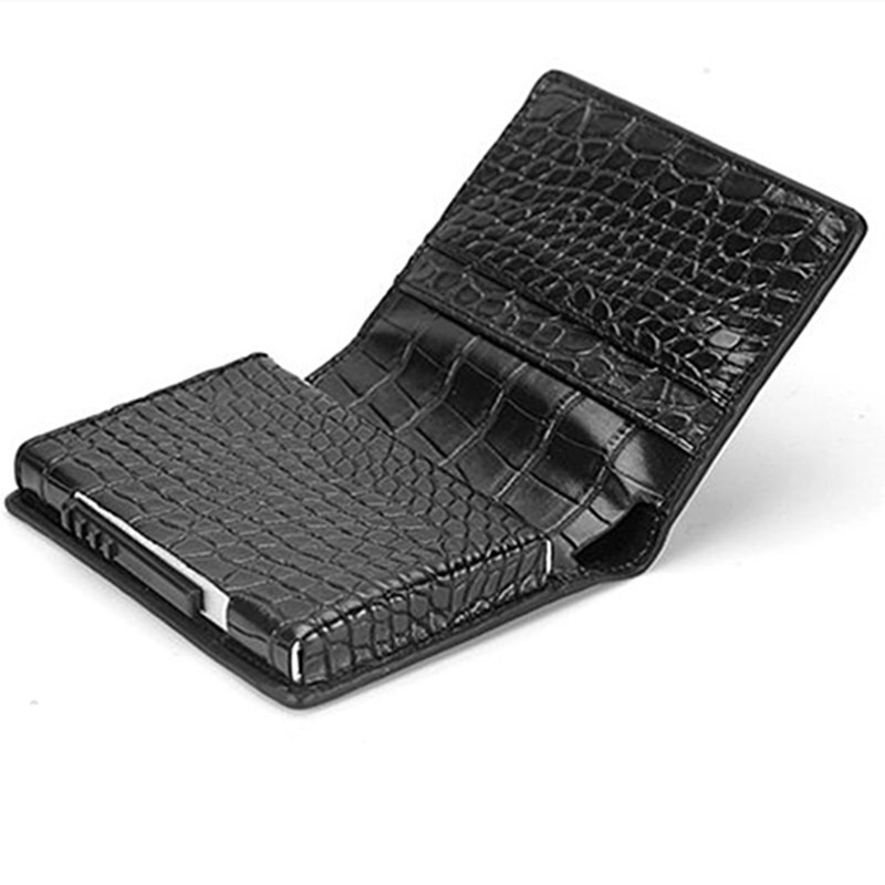 BISI GORO-paquet de cartes de visite, protecteur RFID, crédit, Slim, portefeuille métallique pour hommes et femmes, portefeuille porte-cartes: Crocodile Black X-36