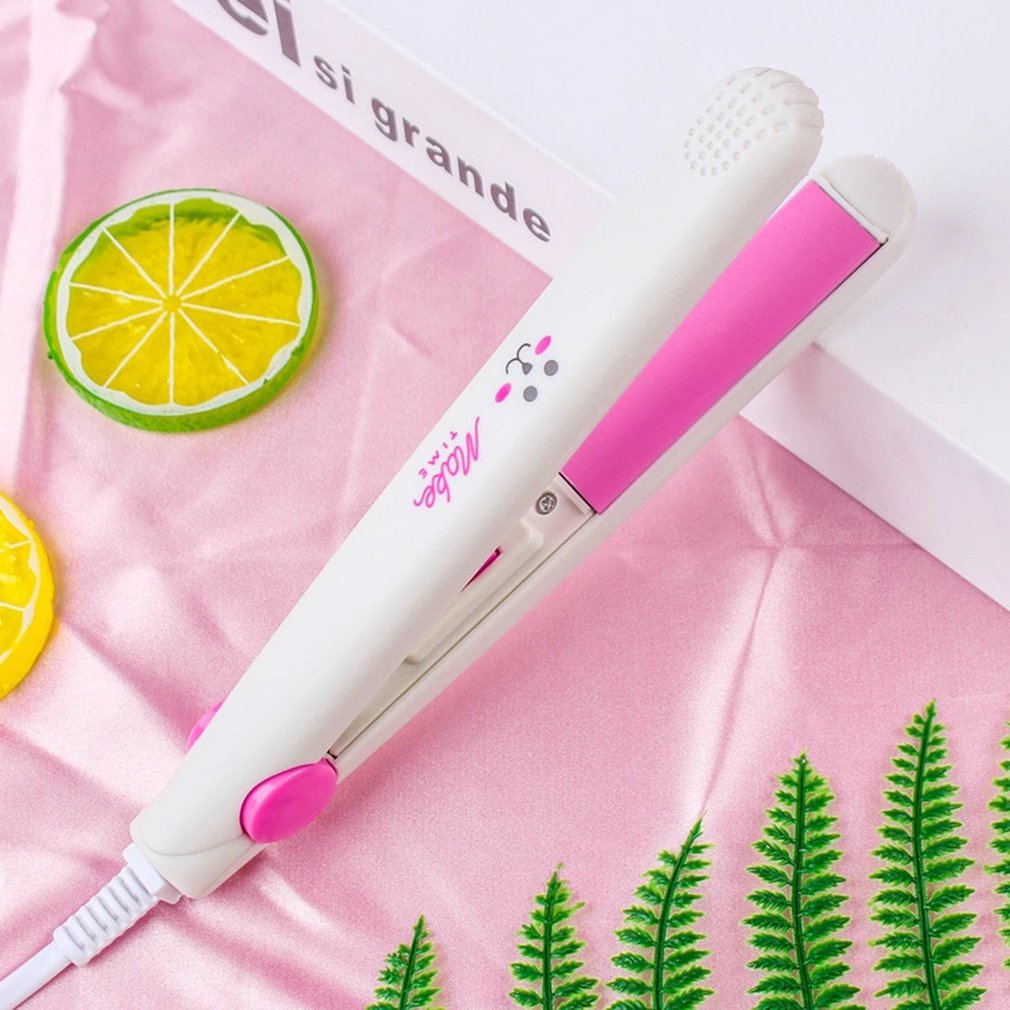 Portable frange défriser les cheveux dessin animé Mini droite Curl sèche et humide bigoudis Portable frange pince électrique rouleau