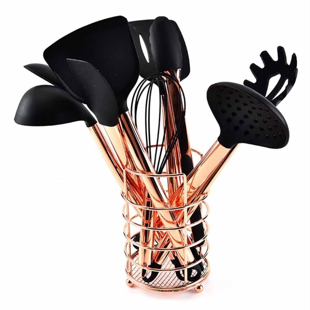 11 st kopparpläterad silikon köksutrustning nonstick matlagning spade sked soppa slev-ägg spatel turner köksredskap set