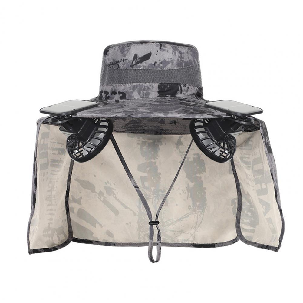 Solarbetriebener Lüfterhut, atmungsaktiver Solar--Lüfterhut mit UPF 50, UV-Schutz, 2 Solarventilatoren für Männer, Eimerkappe mit breiter Krempe für Höhle Außenbereich: Gelb