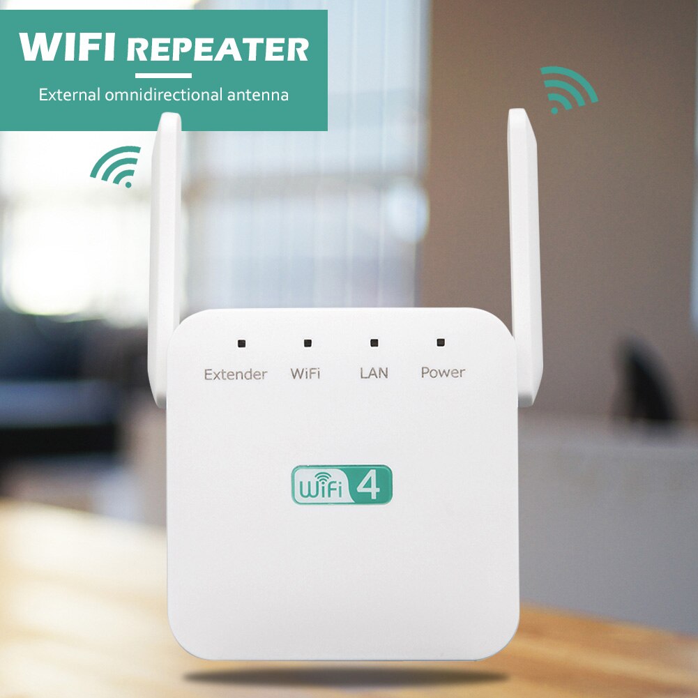 WiFi Extender Booster Range Extender Wireless WiFi Signal Booster with Ethernet Port External Antennas AP 2.4GHz 300Mbps