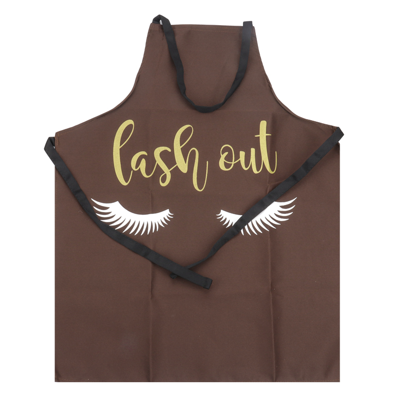 Bronzing Eyelash Pattern Grafted false eyelash Apron Women Adult Home Cooking Baking Cleaning Aprons Bibs Kitchen tools: Yellow