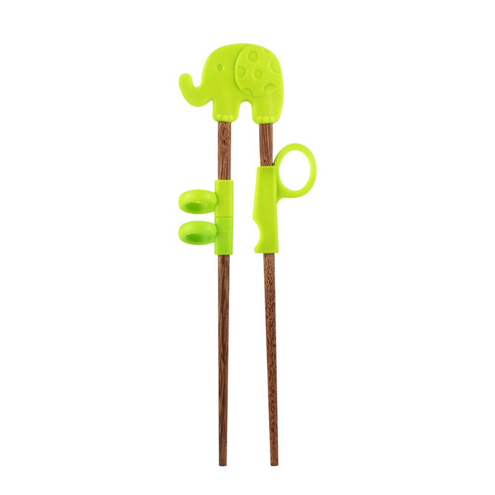 Palillos multicolores de estilo chino para niños, palillos antideslizantes para comida, pinzas de entrenamiento de dibujos animados, saludables, 1 par: green