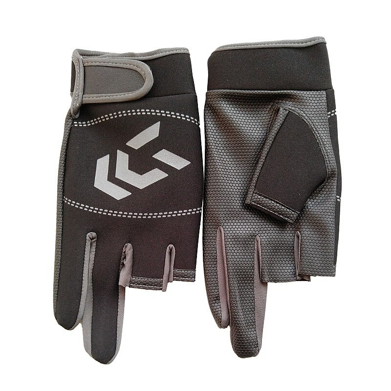 Fiskehandskar Herr - Tre-fingers Klipp - Halkskydd - Sport Halv Finger: Svart