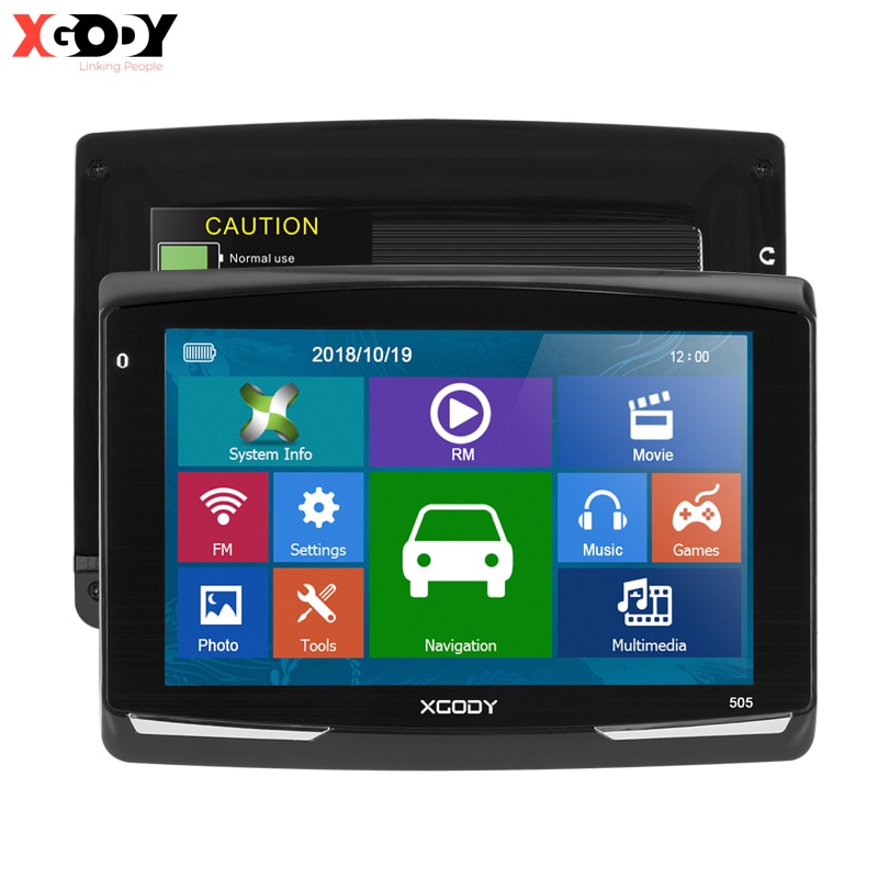 Navegación XGODY 505 GPS para coche 5 pulgadas FM Navitel último mapa de Europa navegador GPS camión navegador automóvil 128M + 8GB