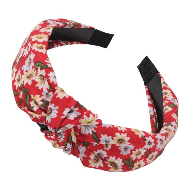 Eenvoudige Chiffon Hoofdband Voor Vrouwen Verse Bloem Brede Hoofdband Mode Haarband Kleurrijke Strik Vintage Haar Sieraden Accessoires: Red