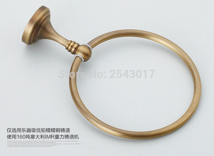Badkamer Koperen Handdoek Ring Antiek Messing Retro Stijl Wandmontage Handdoekenrek Handdoek Bar ZR2201