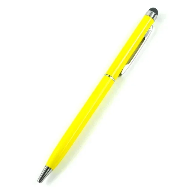 20-200 pennen per pakket Mini metalen 2-in-1 Stylus Universele balpen Aangepast logo Tekstgravure Kantoor School Reclamepen: YELLOW / Black