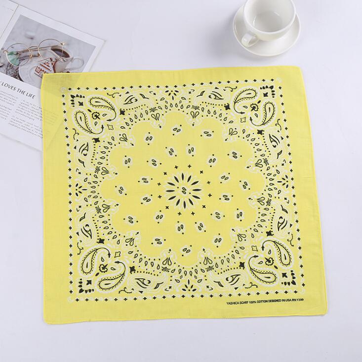 Bohemia Print Bandana Hair Bands for Girls Women Headband Scarf Face Mask Cross TurbanBandanas Headwear 55cmX55cm Hair Headwrap: Yellow