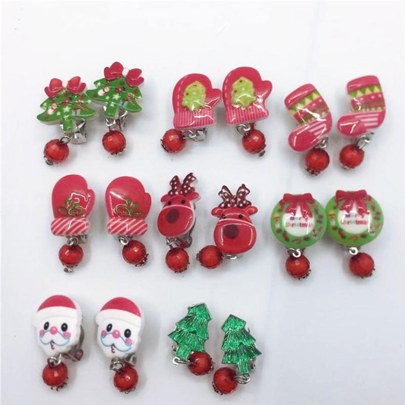 7 Paar Bloem Oorbellen Kerstmis Oor Stud Clip Play Oorbellen Box Set Clip-On Sieraden Jurk-up Voor Meisje Schoonheid Speelgoed