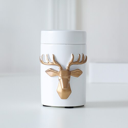 Deer Head Craft Toothpick Holder Tabel Storage Box Toothpick Dispenser Container Toothpick Dispenser: White-R