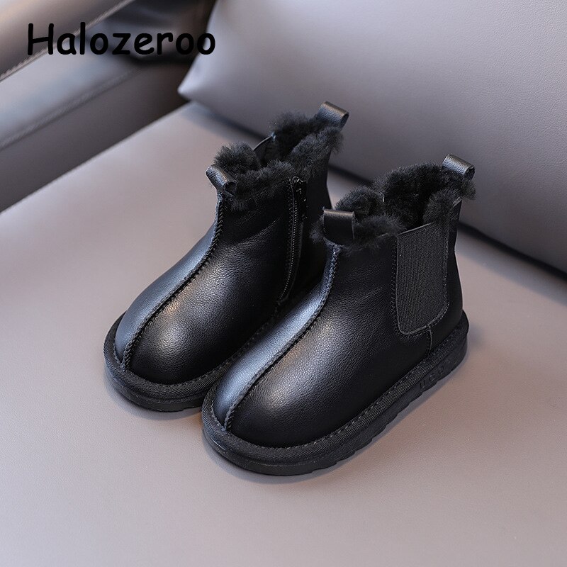 Winter Kinder Schneeschuhe Baby Mädchen Stiefeletten Kinder Weiche Schuhe Kleinkind Schwarz Chelsea Stiefel Jungen Warme Casual Schuhe neue