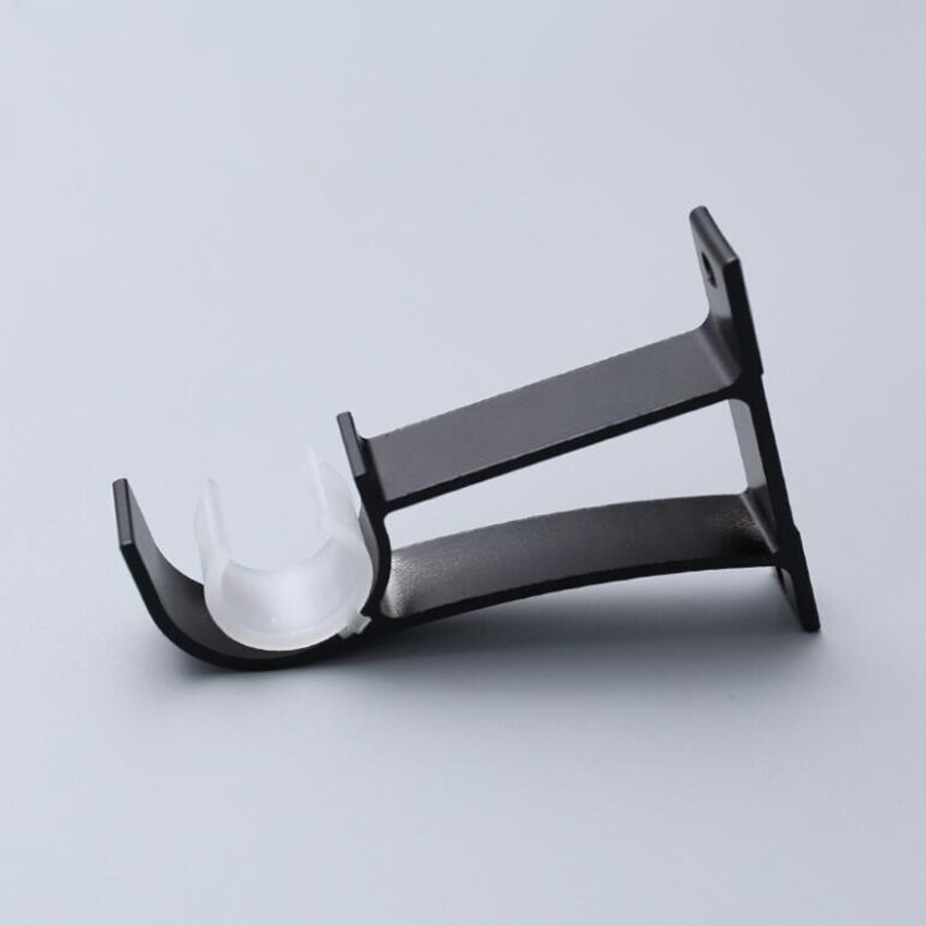 Wall/ Ceiling Mount Curtain Drapery Rod Bracket Heavy Duty Single Curtain Rod Brackets Holders Curtain Accessories, Black, White: Side Mounted- Black