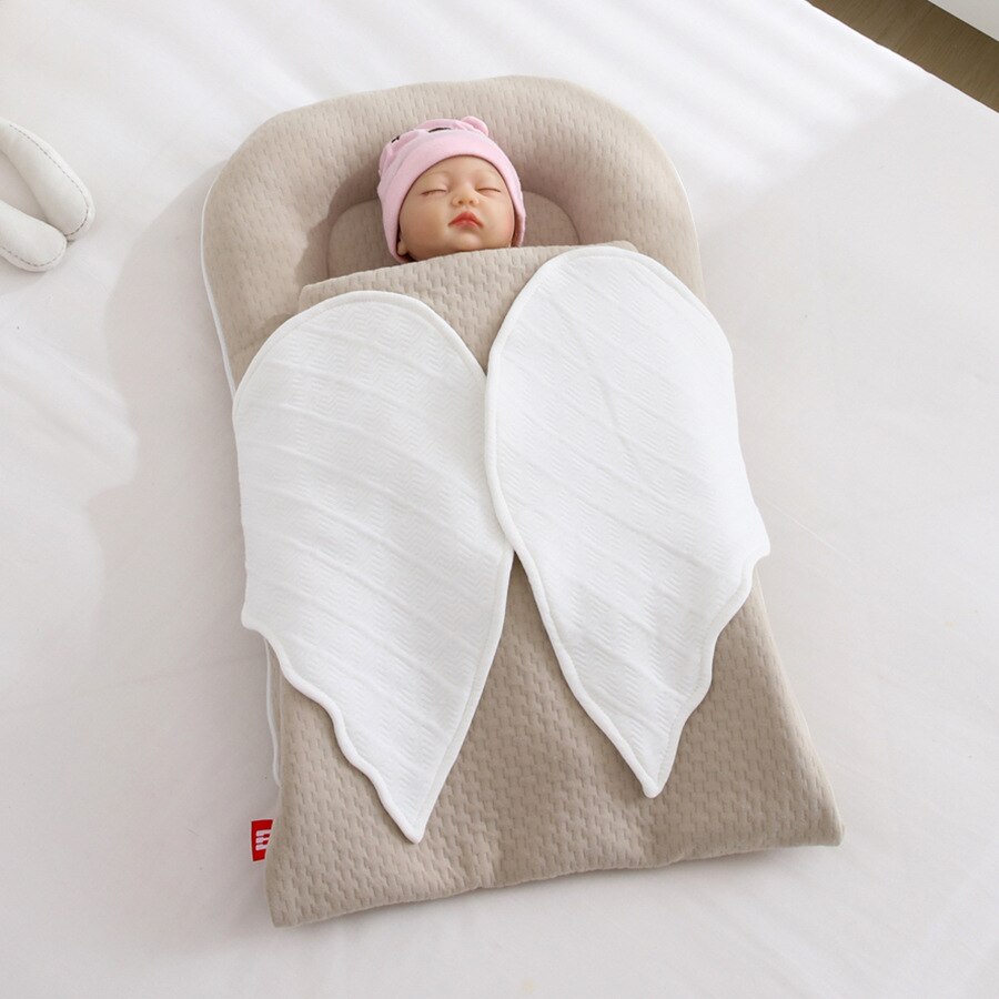 43x115cm mãe portátil abraço swaddle envolto berço para meninas meninos berços do bebê com anjo balanço cobertor cama: Khaki
